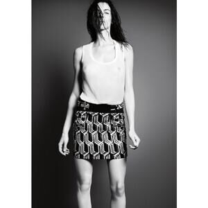 Genetic x Liberty Ross SZ 27 Metallic Jacquard Mini Skirt NWT $375 Vogue